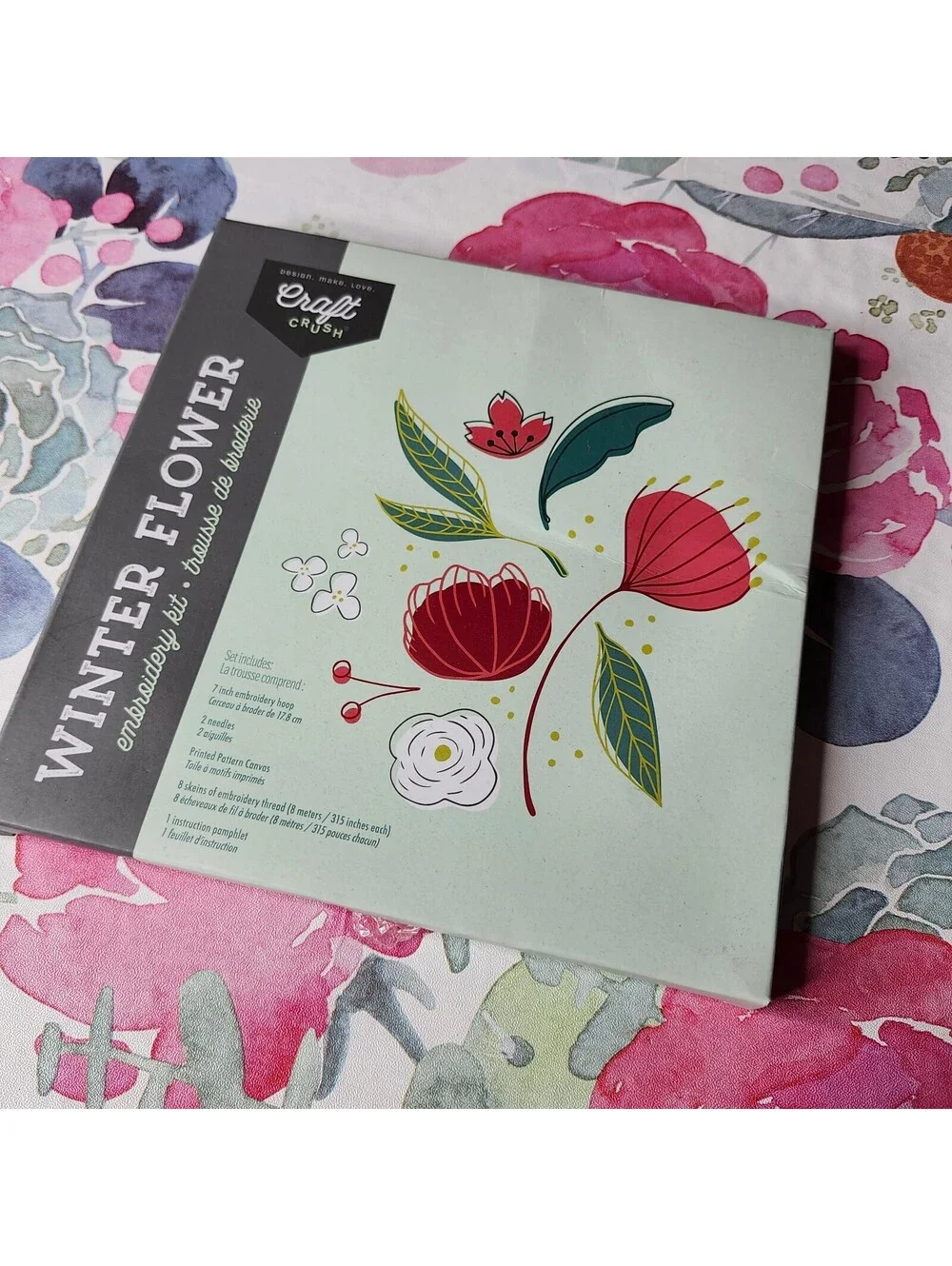 Craft Crush Winter Flower Embroidery Kit Floral 7